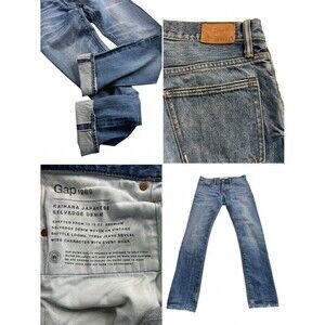 GAP Men's Straight Jeans in Washed Blue Denim with Fading